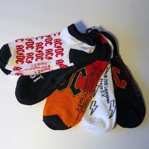 AC/DC No Show Rock N Roll Socks 5 pack Mens 10-13